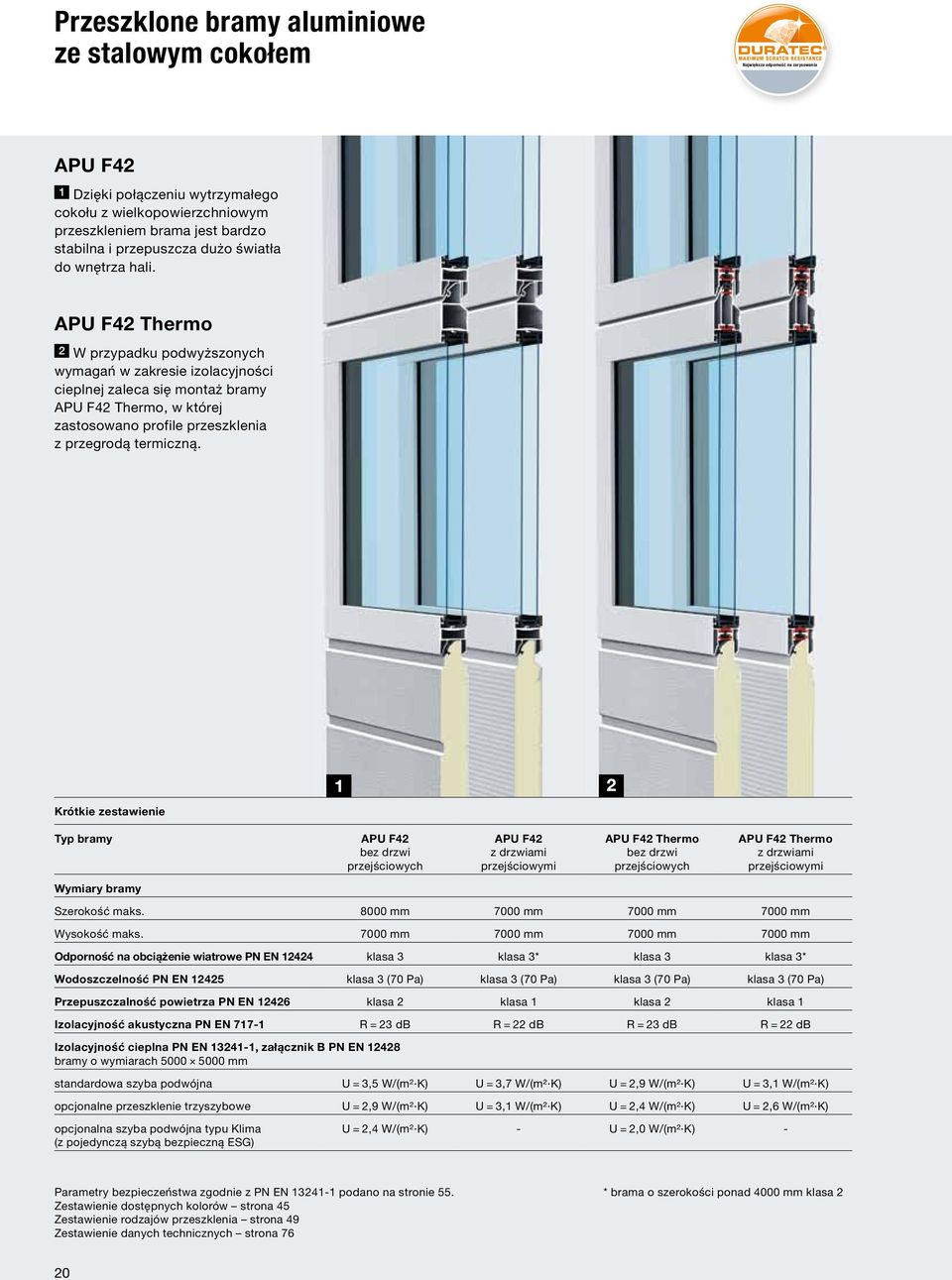 APU F42 Thermo W przypadku podwyższonych wymagań w zakresie izolacyjności cieplnej zaleca się montaż bramy APU F42 Thermo, w której zastosowano profile przeszklenia z przegrodą termiczną.