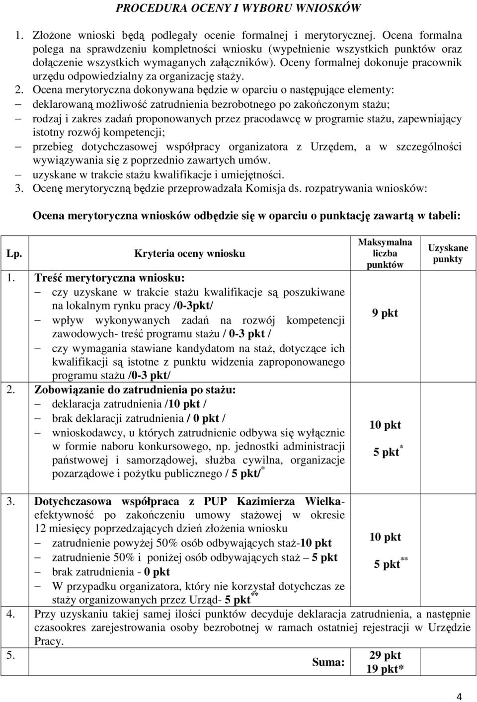 Oceny formalnej dokonuje pracownik urzędu odpowiedzialny za organizację staży. 2.