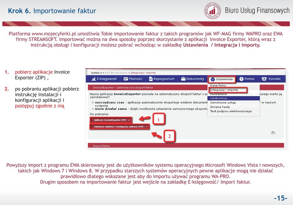 1. pobierz aplikacje Exporter (ZIP), Invoice 2.