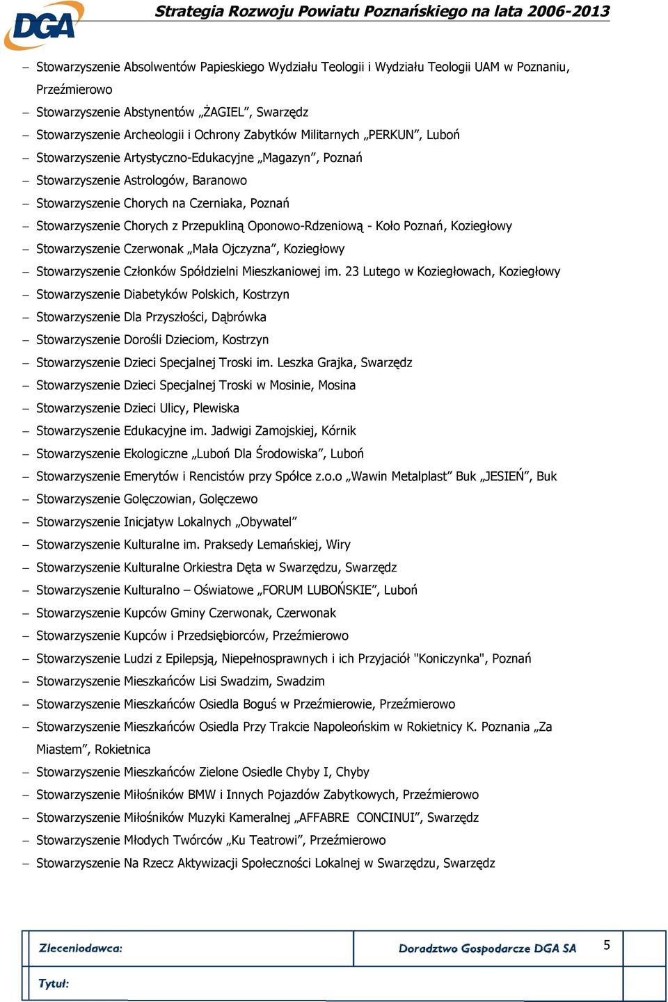 Oponowo-Rdzeniową - Koło Poznań, Koziegłowy Stowarzyszenie Czerwonak Mała Ojczyzna, Koziegłowy Stowarzyszenie Członków Spółdzielni Mieszkaniowej im.