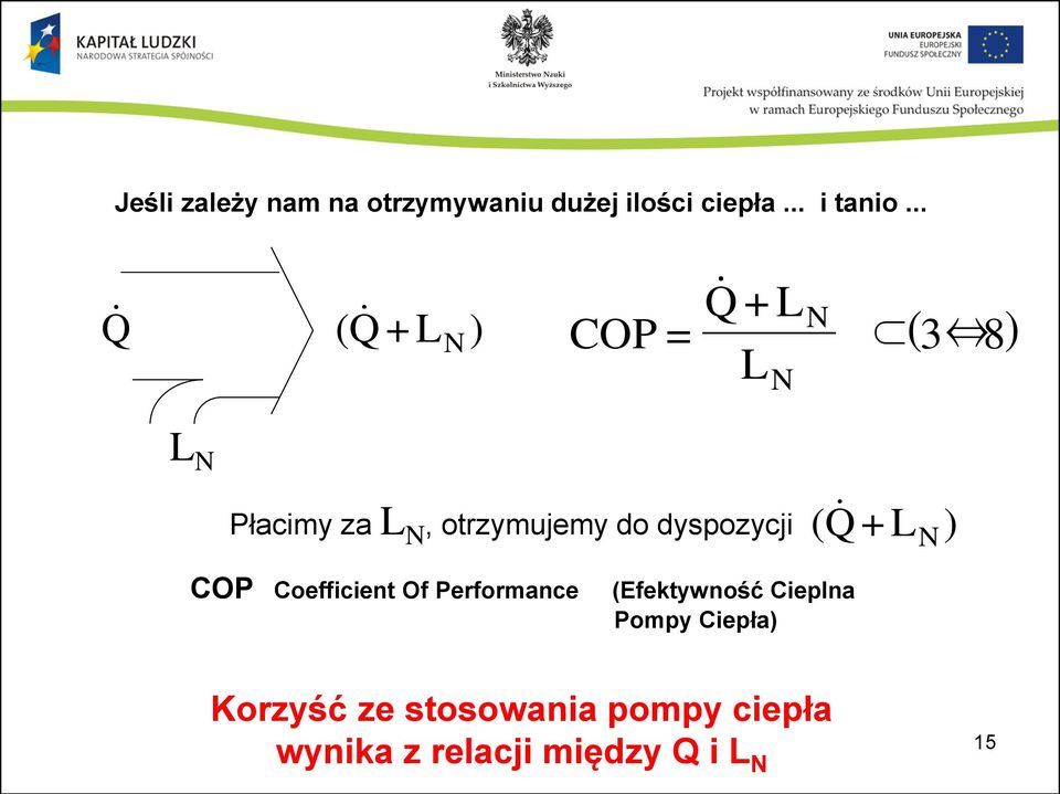 do dyspozycji ( Q + LN ) COP Coefficient Of Performance (Efektywność