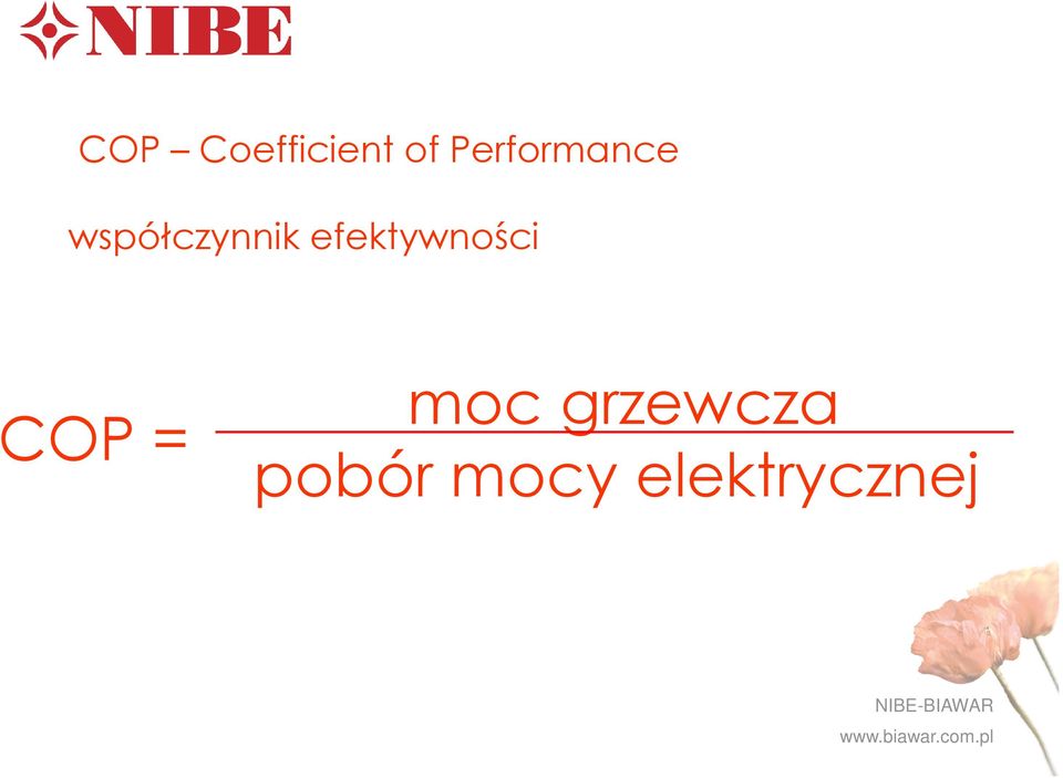 efektywności COP = moc