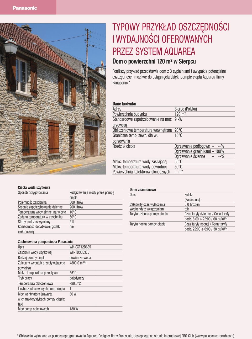 * Dane budynku Adres Sierpc (Polska) Powierzchnia budynku 120 m² Standardowe zapotrzebowanie na moc 9 kw grzewczą Obliczeniowa temperatura wewnętrzna 20 C Graniczna temp. zewn. dla wł.