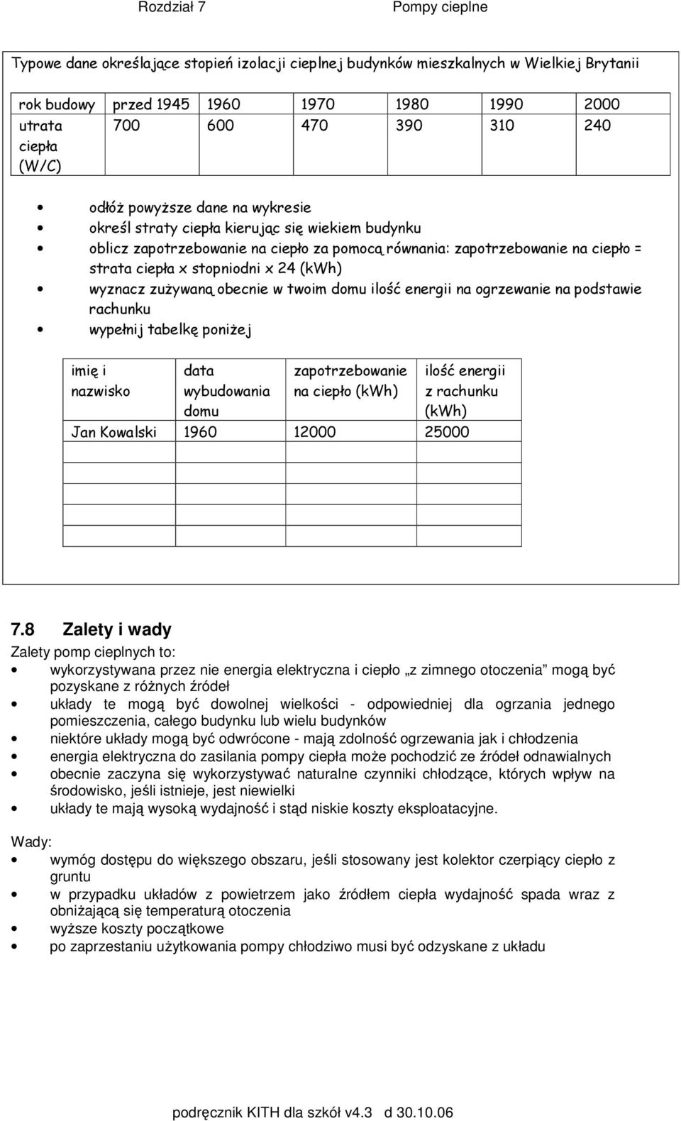 zużywaną obecnie w twoim domu ilość energii na ogrzewanie na podstawie rachunku wypełnij tabelkę poniżej imię i nazwisko data wybudowania domu zapotrzebowanie na ciepło (kwh) ilość energii z rachunku