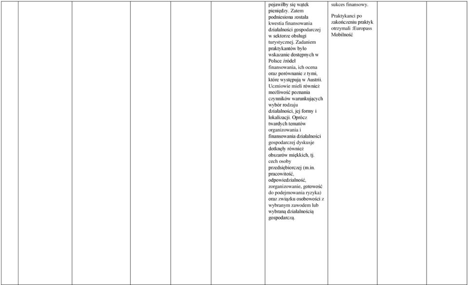 Uczniowie mieli również możliwość poznania czynników warunkujących wybór rodzaju działalności, jej formy i lokalizacji.