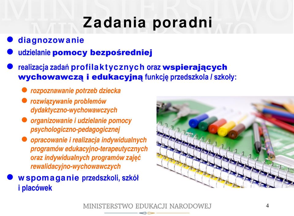 dydaktyczno-wychowawczych organizowanie i udzielanie pomocy psychologiczno-pedagogicznej opracowanie i realizacja