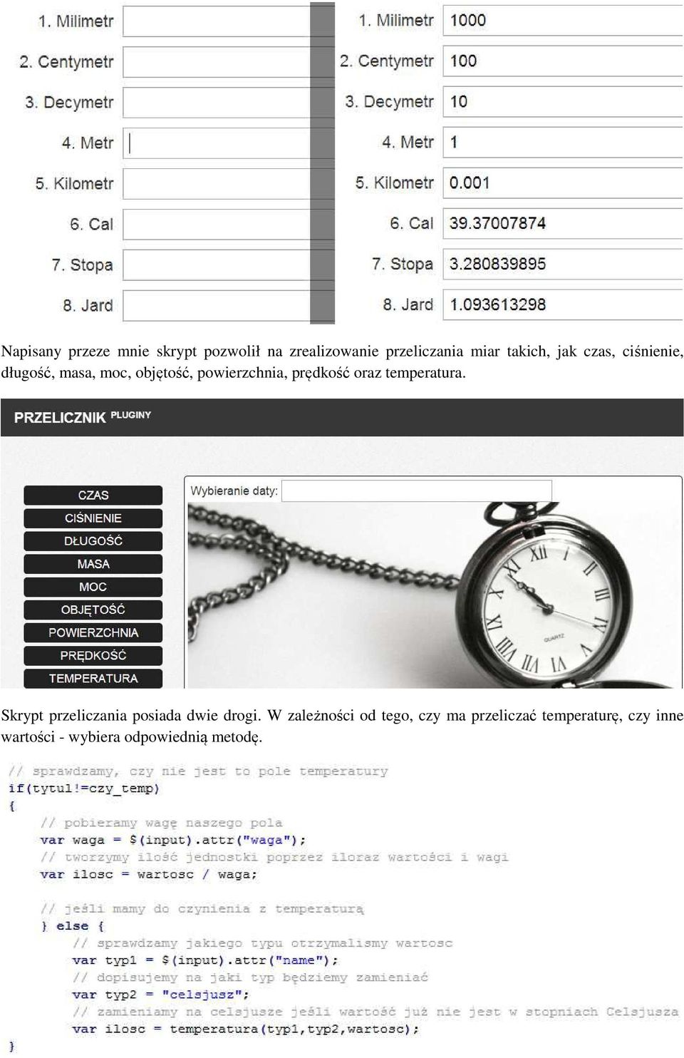 prędkość oraz temperatura. Skrypt przeliczania posiada dwie drogi.