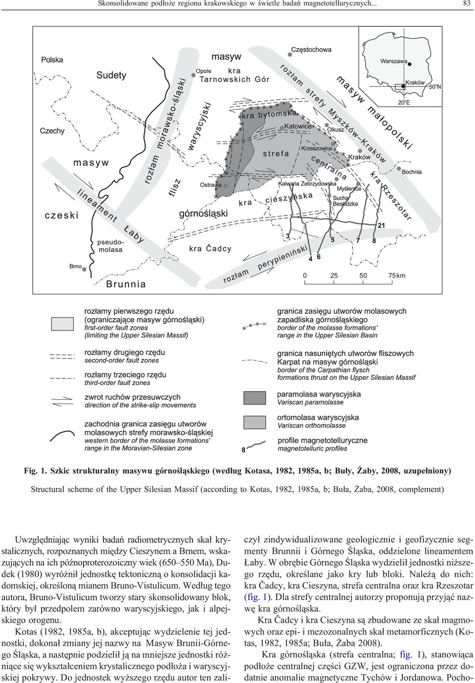 2008, complement) Uwzglêdniaj¹c wyniki badañ radiometrycznych ska³ krystalicznych, rozpoznanych miêdzy Cieszynem a Brnem, wskazuj¹cych na ich póÿnoproterozoiczny wiek (650 550 Ma), Dudek (1980) wyró