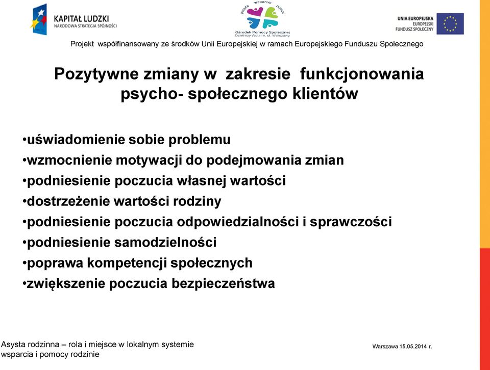 wartości dostrzeżenie wartości rodziny podniesienie poczucia odpowiedzialności i