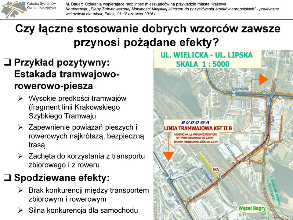 Zapewnienie powiązań pieszych i rowerowych najkrótszą, bezpieczną trasą Zachęta do korzystania z transportu zbiorowego i z roweru