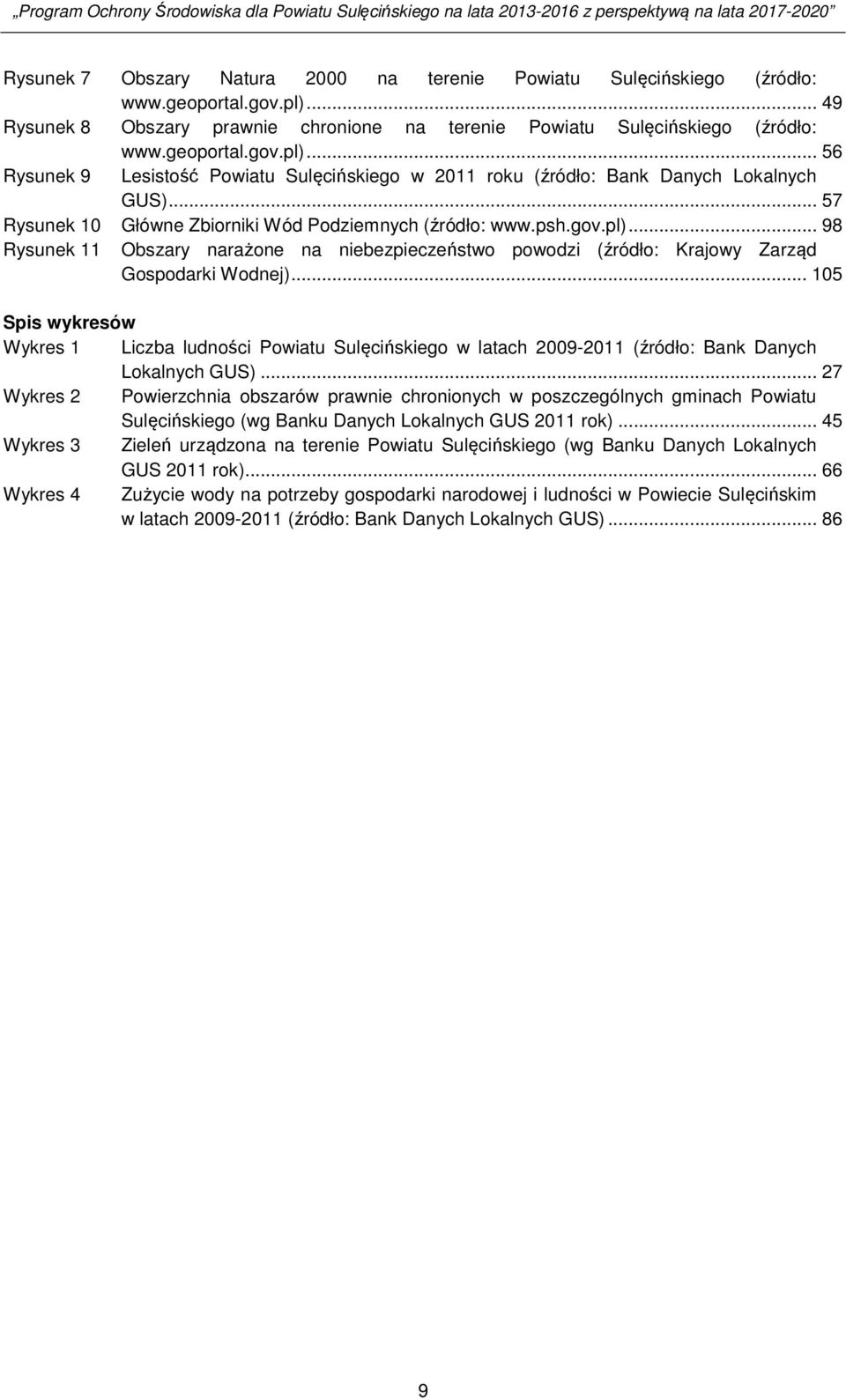 .. 105 Spis wykresów Wykres 1 Liczba ludności Powiatu Sulęcińskiego w latach 2009-2011 (źródło: Bank Danych Lokalnych GUS).