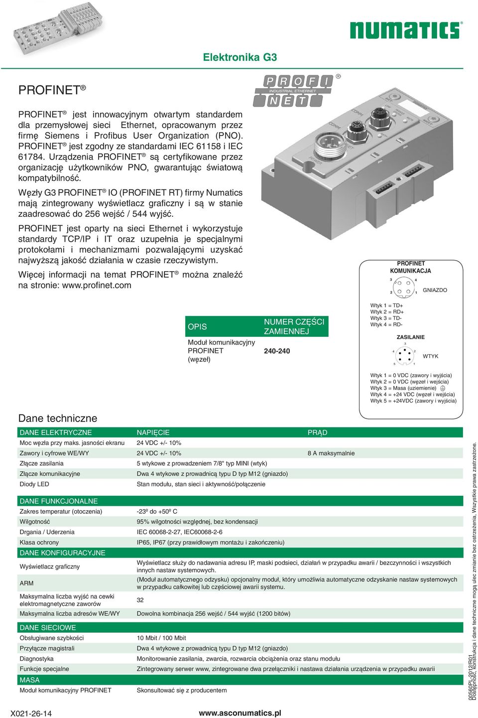 Węzły G3 PROFINET IO (PROFINET RT) firmy Numatics mają zintegrowany wyświetlacz graficzny i są w stanie zaadresować do 256 wejść / 5 wyjść.