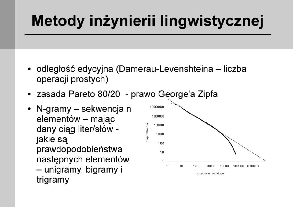 ciąg liter/słów - jakie są prawdopodobieństwa następnych elementów unigramy, bigramy i trigramy