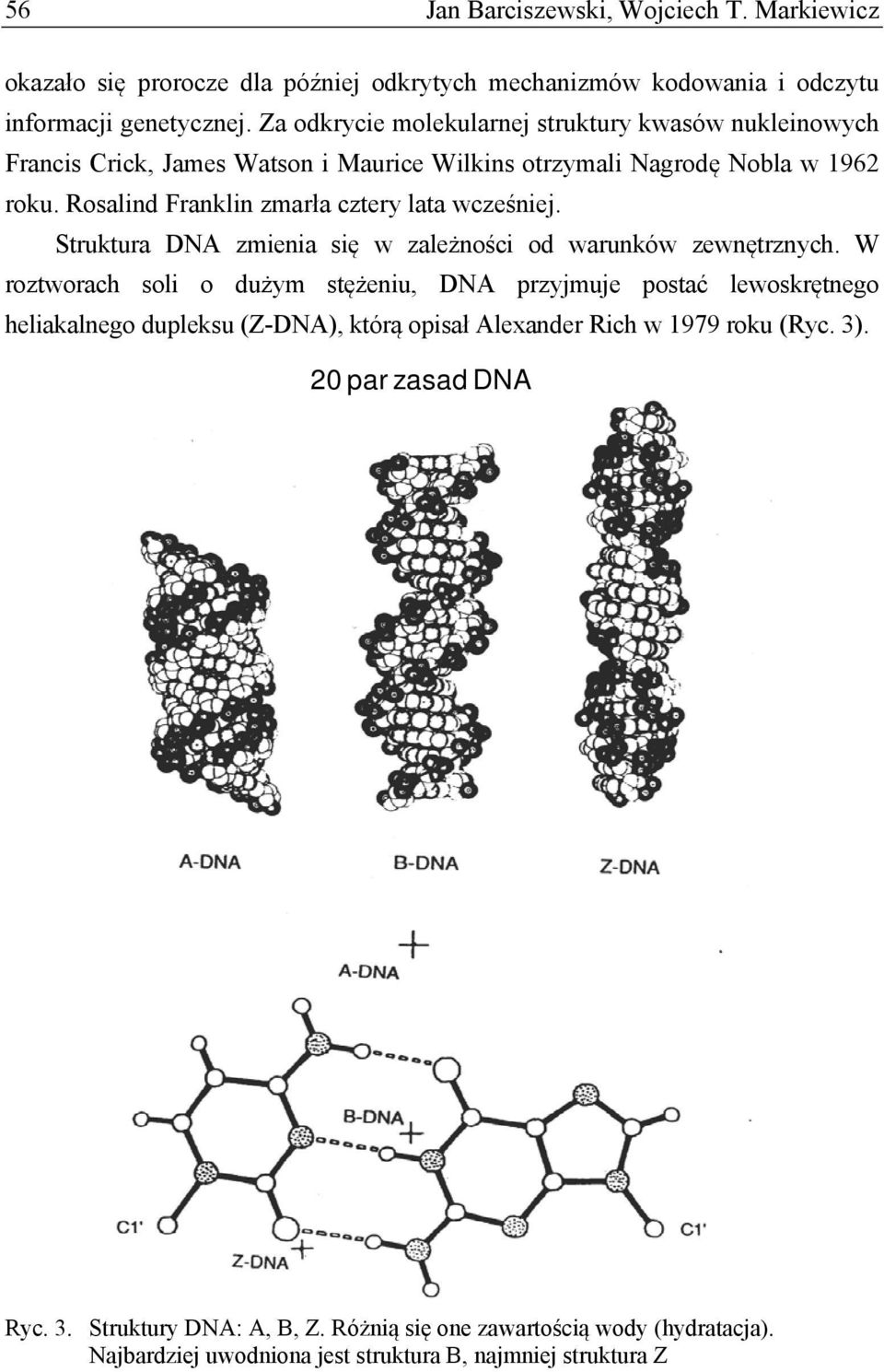 Rosalind Franklin zmarła cztery lata wcześniej. Struktura DNA zmienia się w zależności od warunków zewnętrznych.