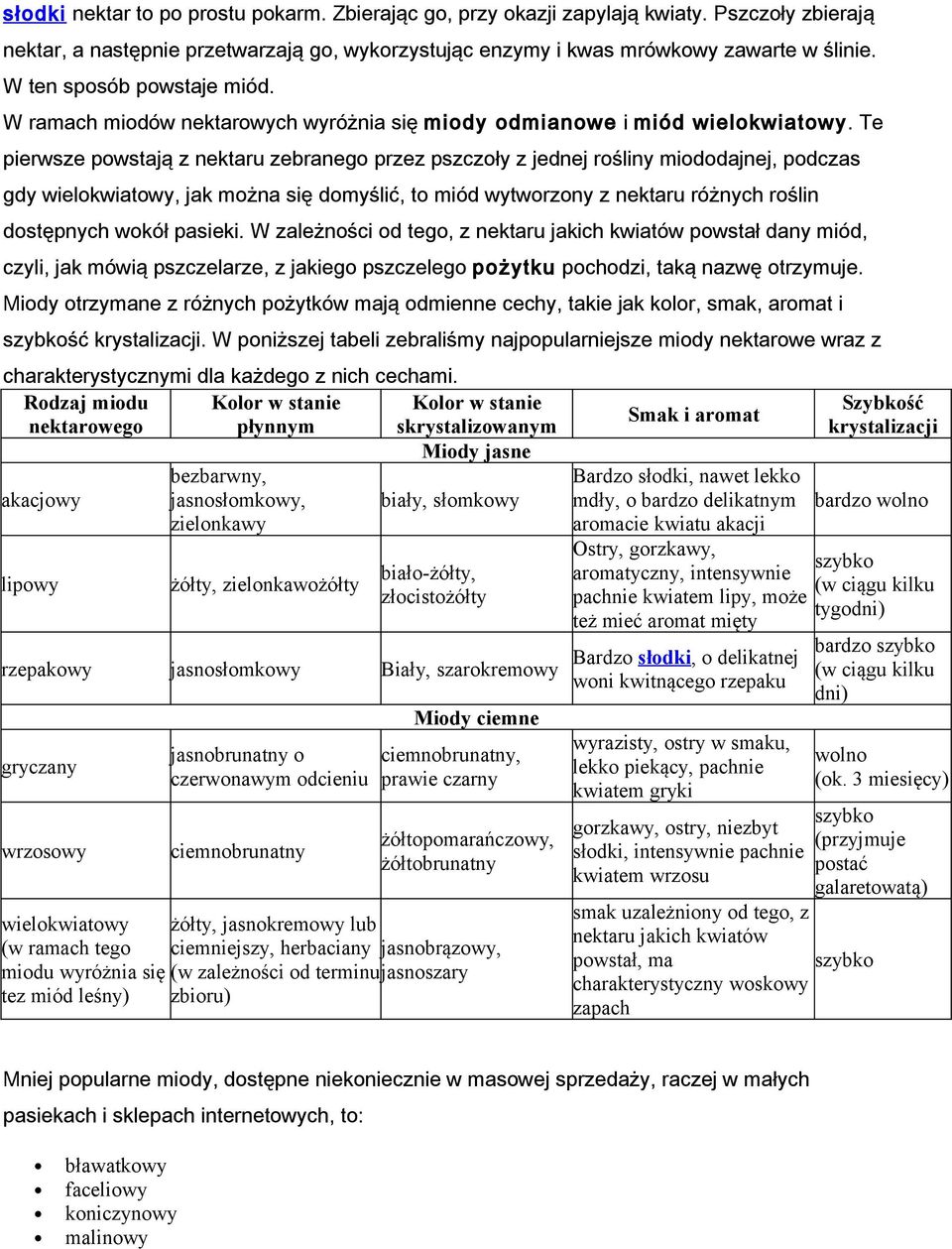 Te pierwsze powstają z nektaru zebranego przez pszczoły z jednej rośliny miododajnej, podczas gdy wielokwiatowy, jak można się domyślić, to miód wytworzony z nektaru różnych roślin dostępnych wokół