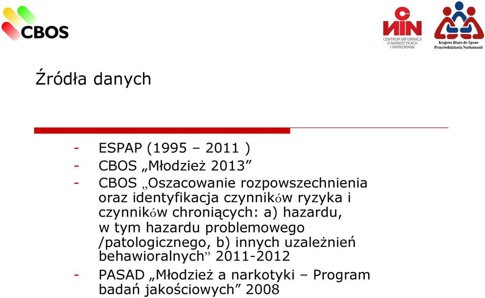 a) hazardu, w tym hazardu problemowego /patologicznego, b) innych uzależnień