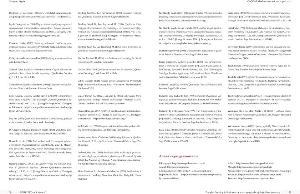 option=com_content&task=view&id=118&itemid=72. and Qualitative Research. London: Sage Publications. programy komputerowe wspomagające analizę danych jakościowych. kościowych [w:] David Silverman, red.