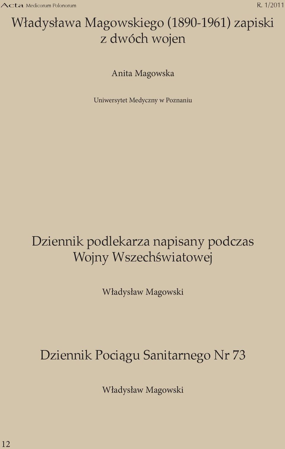 podlekarza napisany podczas Wojny Wszechświatowej Władysław