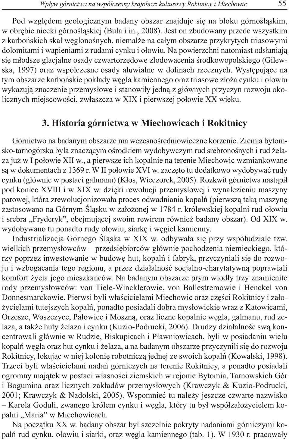 Na powierzchni natomiast odsłaniają się młodsze glacjalne osady czwartorzędowe zlodowacenia środkowopolskiego (Gilewska, 1997) oraz współczesne osady aluwialne w dolinach rzecznych.