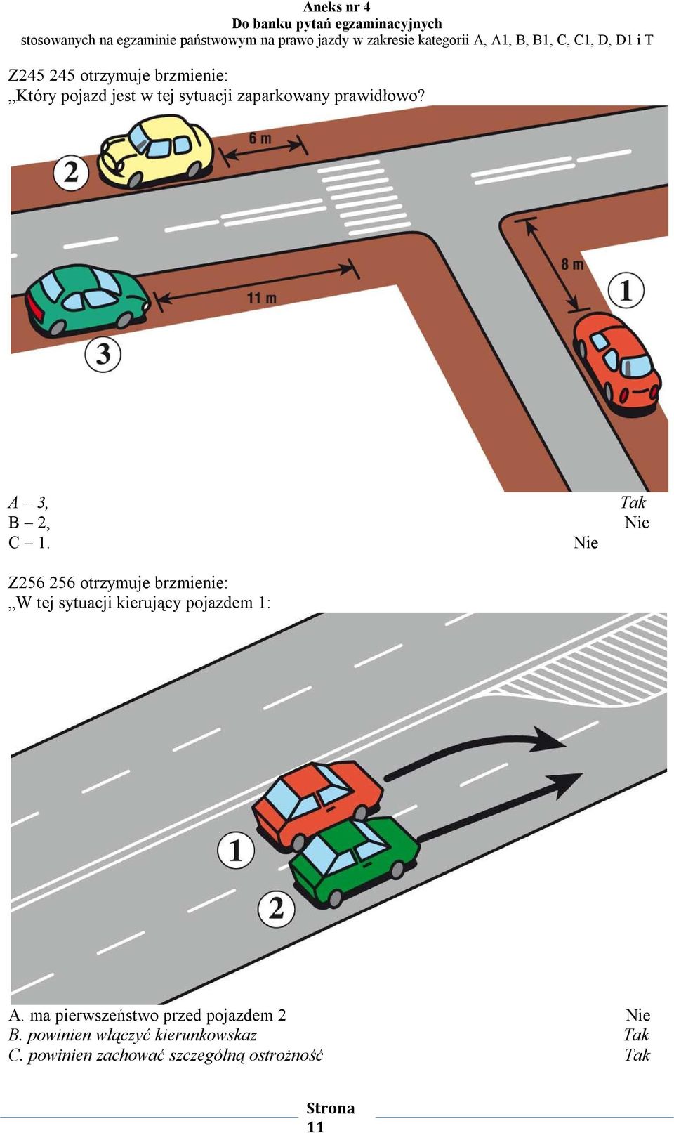 Z256 256 otrzymuje brzmienie: W tej sytuacji kierujący pojazdem 1: A.