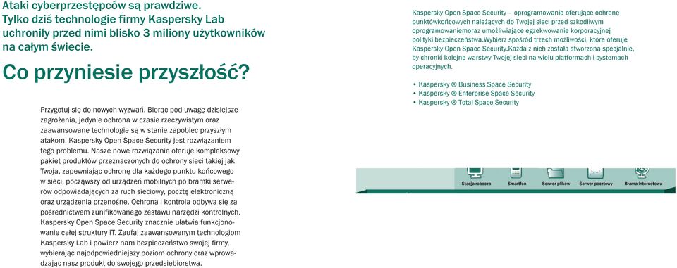 Nasze nowe rozwiązanie oferuje kompleksowy pakiet produktów przeznaczonych do ochrony sieci takiej jak Twoja, zapewniając ochronę dla każdego punktu końcowego w sieci, począwszy od urządzeń mobilnych