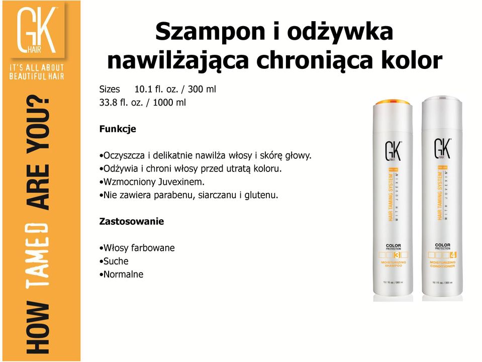 / 1000 ml Funkcje Oczyszcza i delikatnie nawilża włosy i skórę głowy.