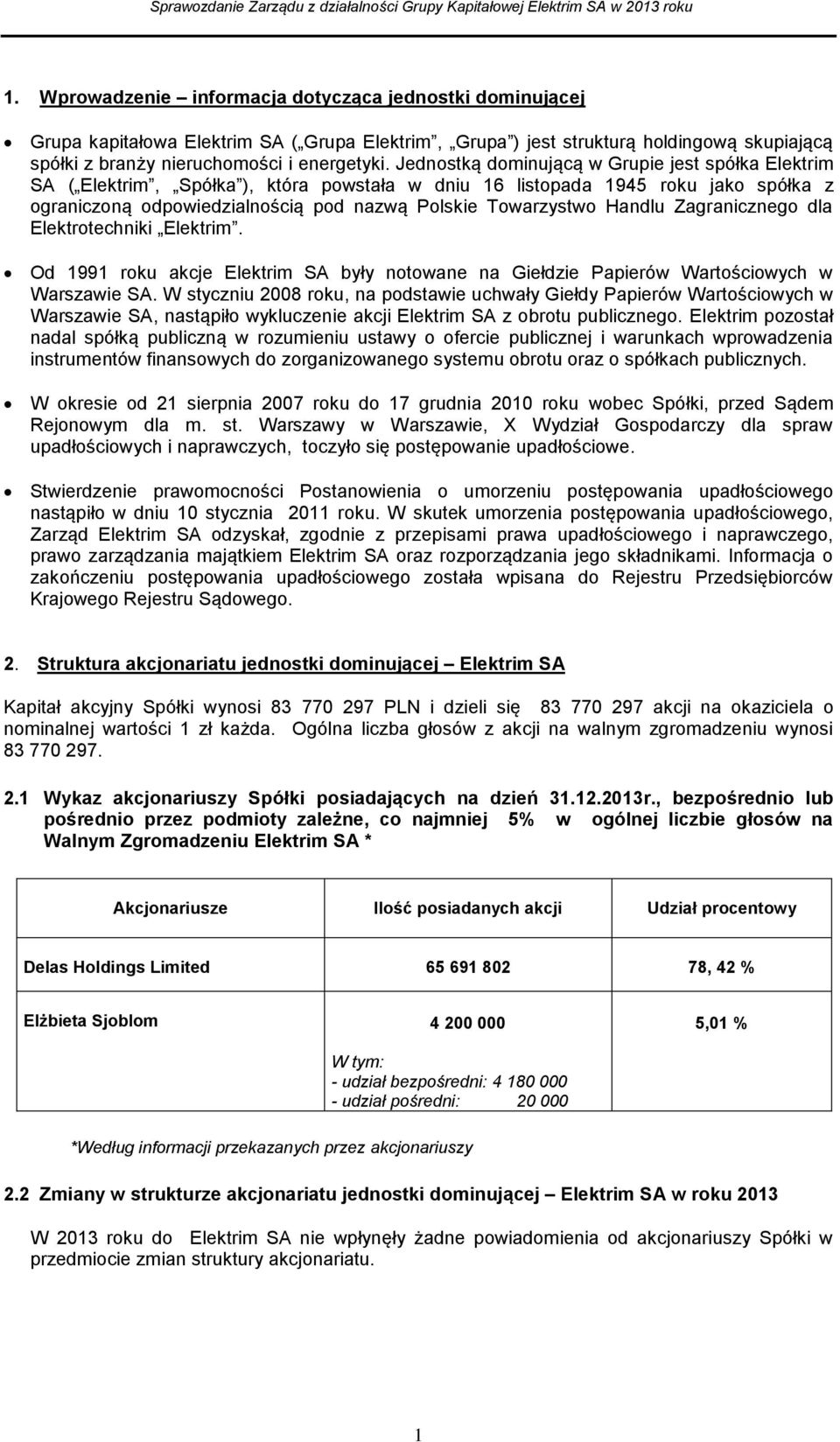 Handlu Zagranicznego dla Elektrotechniki Elektrim. Od 1991 roku akcje Elektrim SA były notowane na Giełdzie Papierów Wartościowych w Warszawie SA.