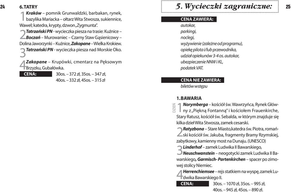 wyżywienie (zależne od programu), 3Tatrzański PN - wycieczka piesza nad Morskie Oko. opiekę pilota i/lub przewodnika, udział opiekunów 3-4 os.