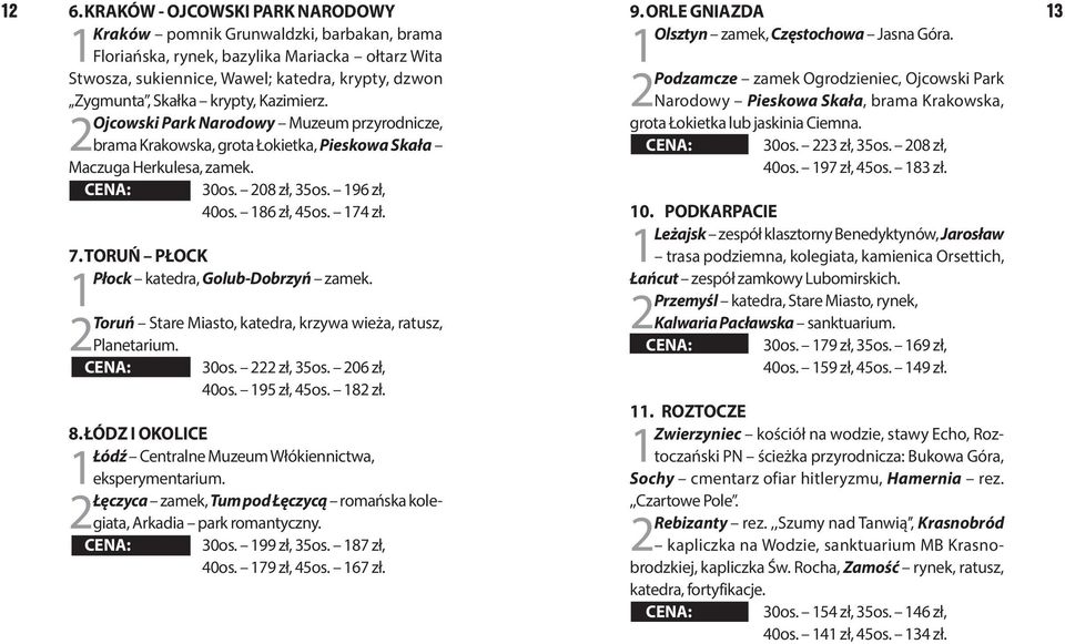 Narodowy Pieskowa Skała, brama Krakowska, Ojcowski Park Narodowy Muzeum przyrodnicze, grota Łokietka lub jaskinia Ciemna. brama Krakowska, grota Łokietka, Pieskowa Skała Cena: 30os. 3 zł, 35os.