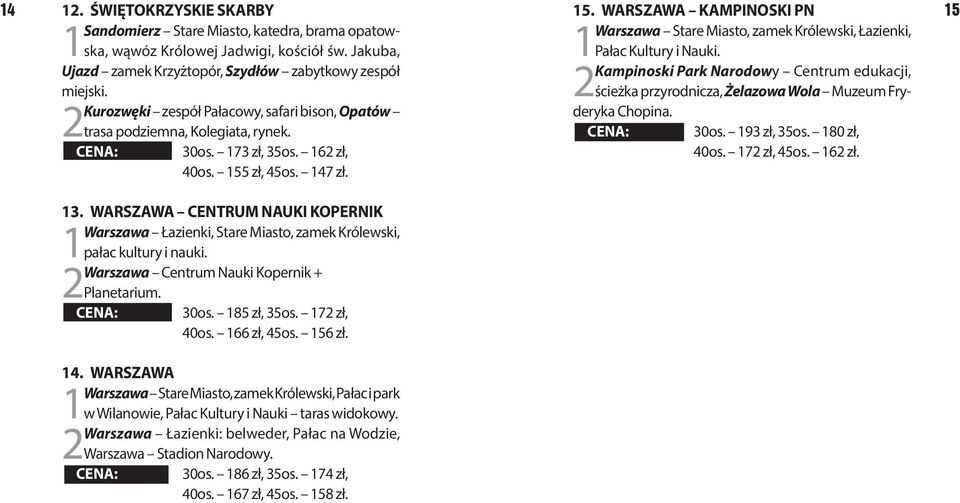 ścieżka przyrodnicza, Żelazowa Wola Muzeum Fryderyka Chopina. Kurozwęki zespół Pałacowy, safari bison, Opatów trasa podziemna, Kolegiata, rynek. Cena: 30os. 193 zł, 35os. 180 zł, Cena: 30os.