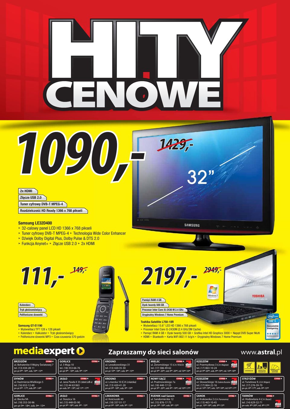 4 GHz Oryginalny Windows 7 Samsung GT-E1190 Wyświetlacz TFT 128 x 128 pikseli Kalendarz Kalkulator Tryb głośnomówiący Polifoniczne dzwonki MP3 Czas czuwania 570 godzin Toshiba Satellite L750-18R