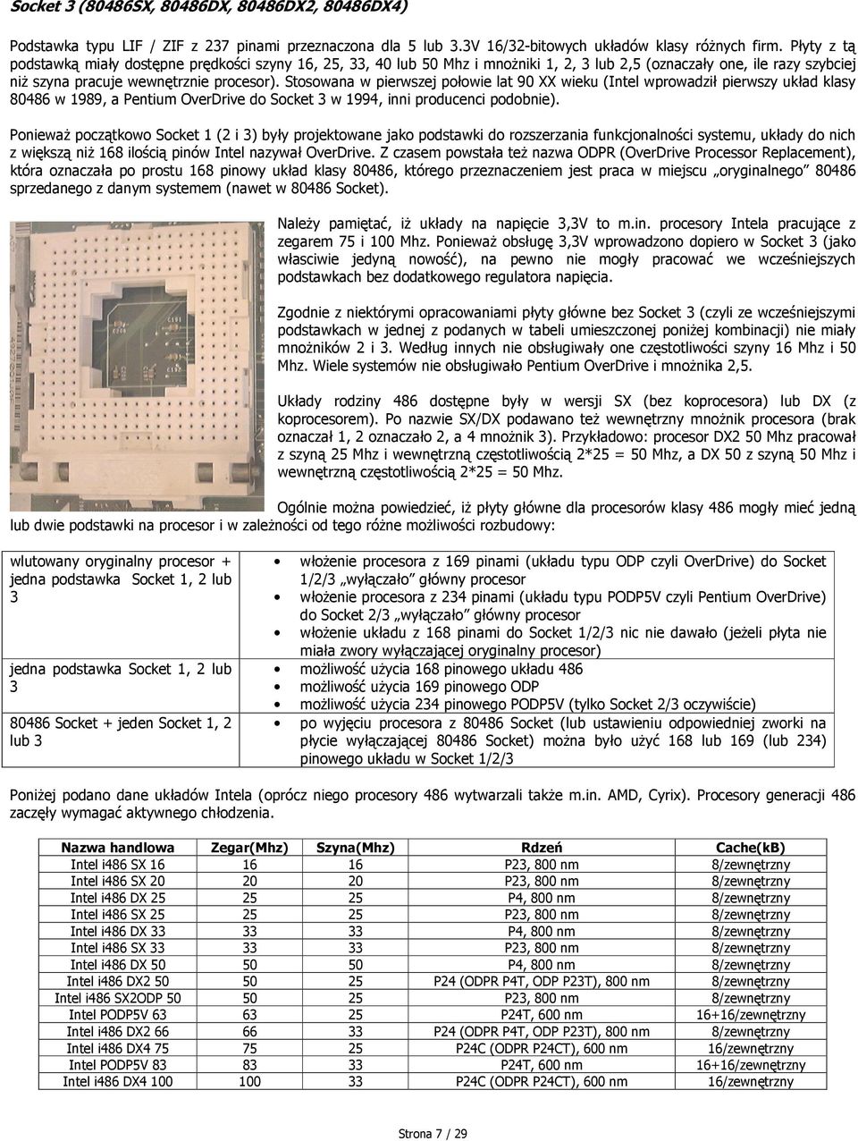 Stosowana w pierwszej połowie lat 90 XX wieku (Intel wprowadził pierwszy układ klasy 80486 w 1989, a Pentium OverDrive do Socket 3 w 1994, inni producenci podobnie).