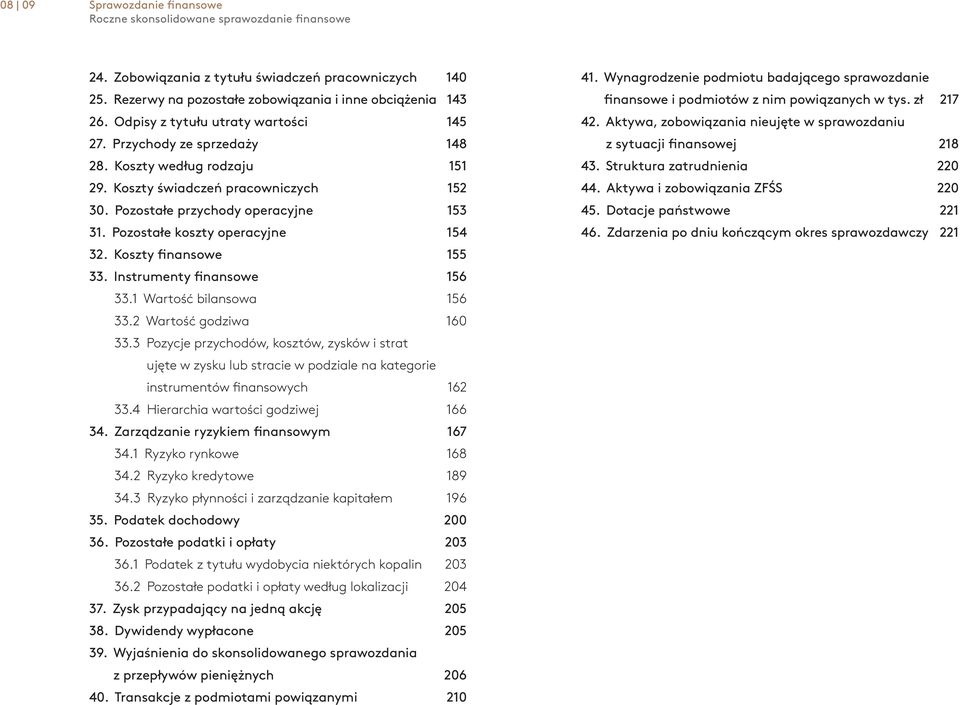 Instrumenty finansowe 156 33.1 Wartość bilansowa 156 33.2 Wartość godziwa 160 33.