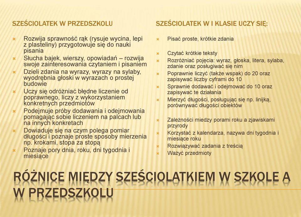 konkretnych przedmiotów Podejmuje próby dodawania i odejmowania pomagając sobie liczeniem na palcach lub na innych konkretach Dowiaduje się na czym polega pomiar długości i poznaje proste sposoby