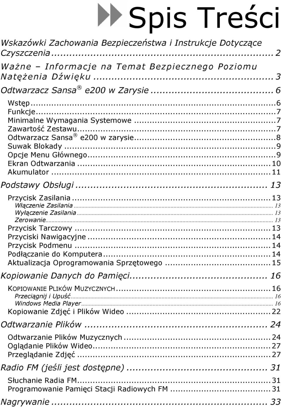 .. 11 Podstawy Obsługi... 13 Przycisk Zasilania... 13 Włączenie Zasilania... 13 Wyłączenie Zasilania... 13 Zerowanie... 13 Przycisk Tarczowy... 13 Przyciski Nawigacyjne... 14 Przycisk Podmenu.