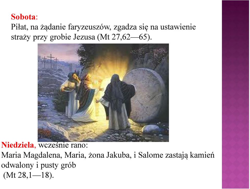 Niedziela, wcześnie rano: Maria Magdalena, Maria, żona