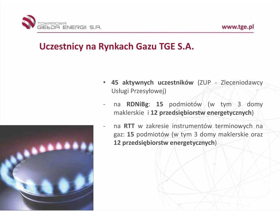 15 podmiotów (w tym 3 domy maklerskie i 12 przedsiębiorstw energetycznych) - na