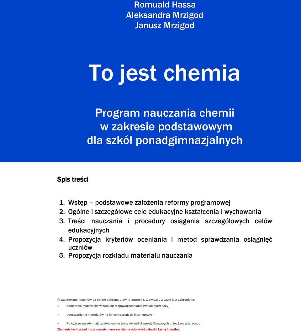 Propozycja kryteriów oceniania i metod sprawdzania osiągnięć uczniów 5.