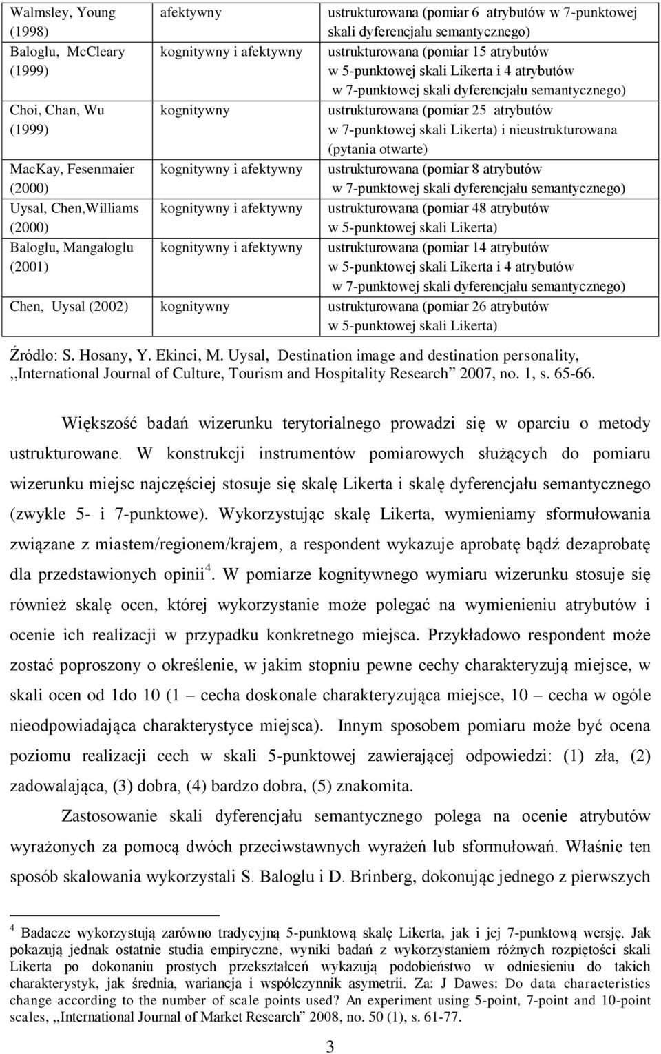 5-punktowej skali Likerta i 4 atrybutów w 7-punktowej skali dyferencjału semantycznego) ustrukturowana (pomiar 25 atrybutów w 7-punktowej skali Likerta) i nieustrukturowana (pytania otwarte)