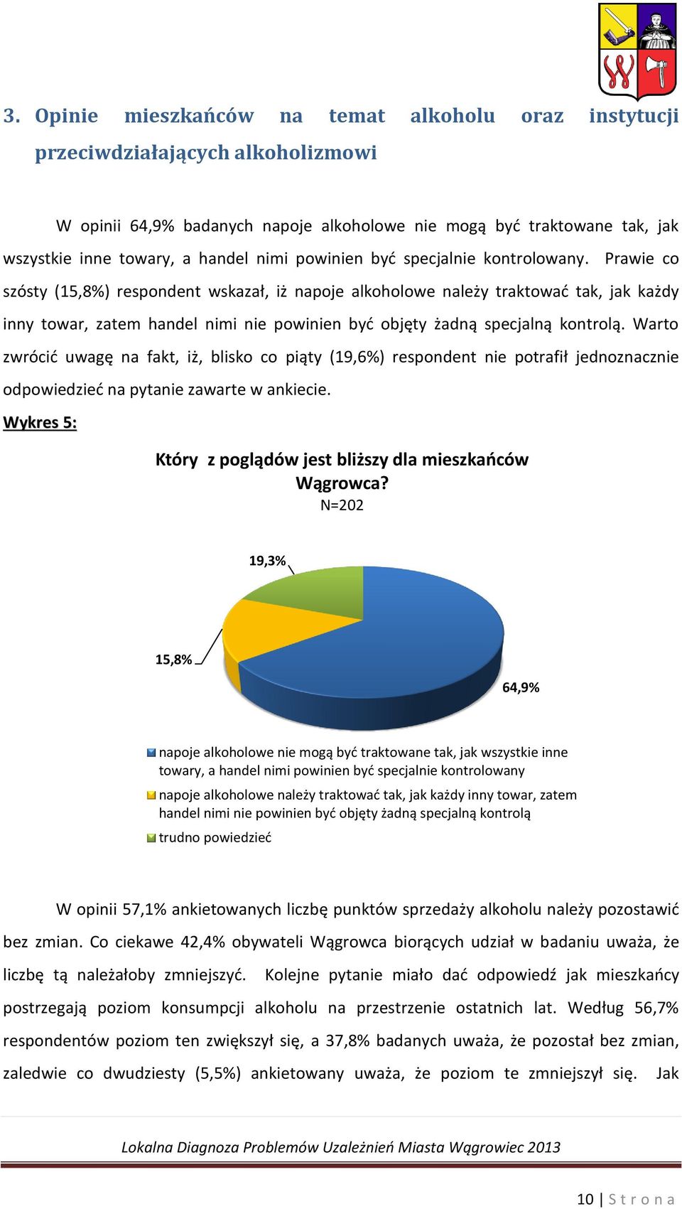 Prawie co szósty (15,8%) respondent wskazał, iż napoje alkoholowe należy traktować tak, jak każdy inny towar, zatem handel nimi nie powinien być objęty żadną specjalną kontrolą.