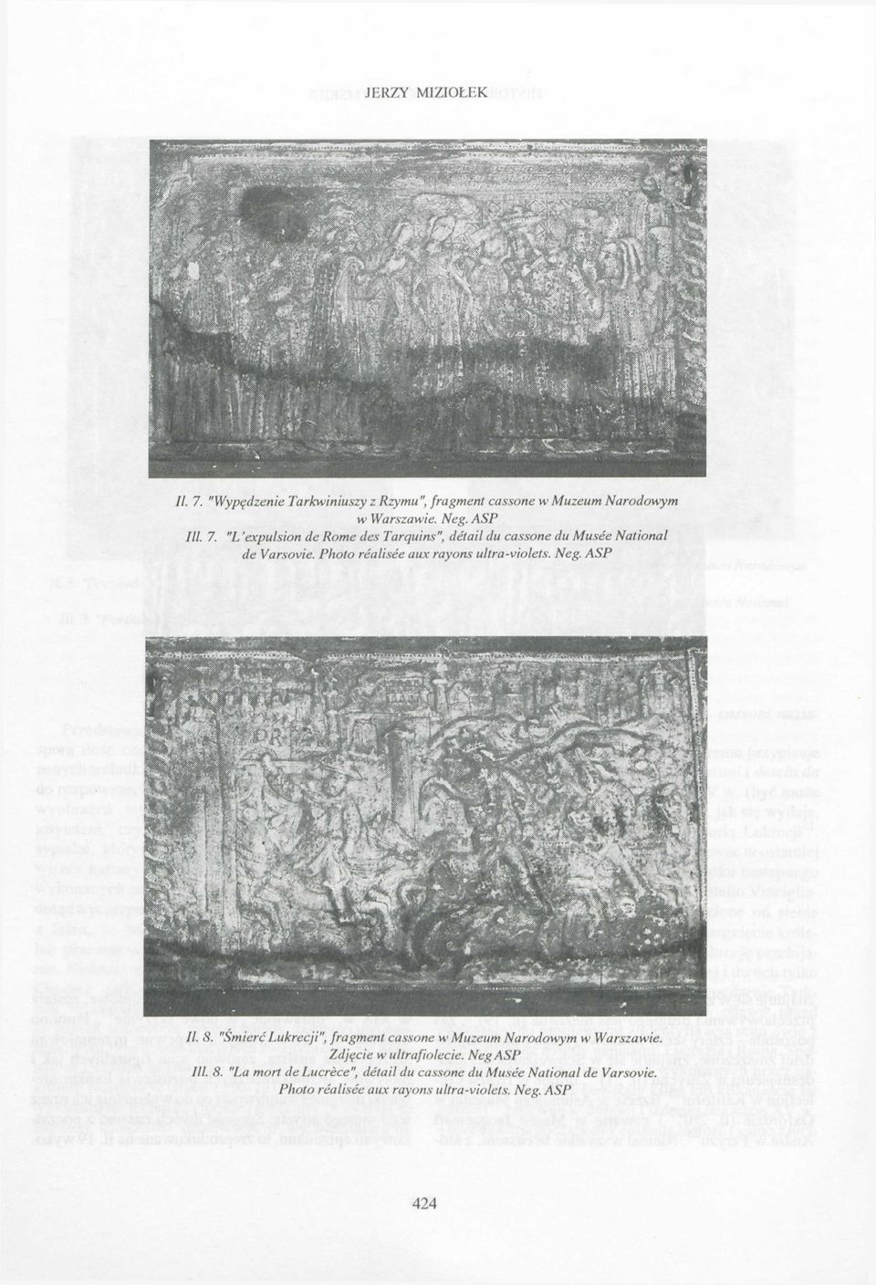 "Śmierć Lukrecji", fragment cassone w Muzeum Narodowym w Warszawie. Zdjęcie w ultrafiolecie. Neg ASP III. 8.