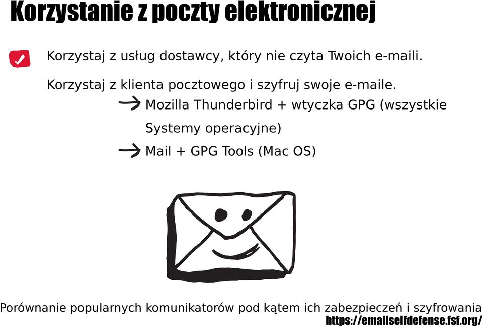 Mozilla Thunderbird + wtyczka GPG (wszystkie Systemy operacyjne) Mail + GPG Tools (Mac