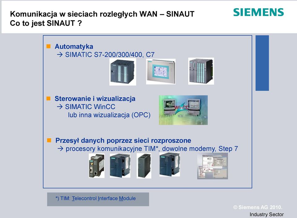 WinCC lub inna wizualizacja (OPC) Przesył danych poprzez sieci