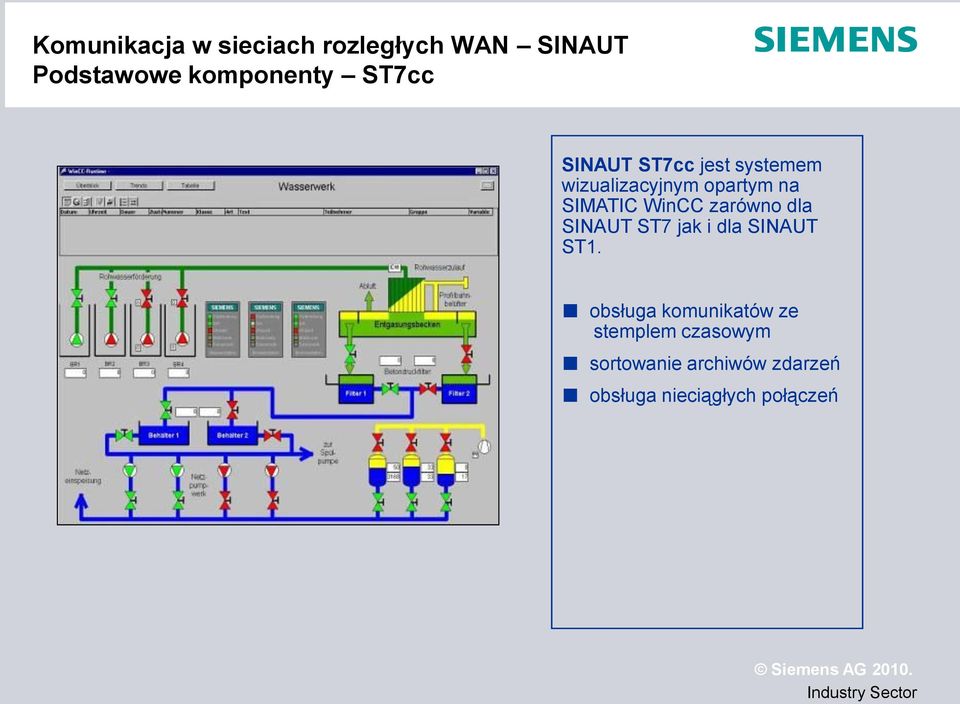 WinCC zarówno dla SINAUT ST7 jak i dla SINAUT ST1.