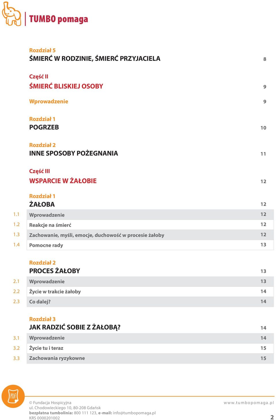 4 Rozdział 1 ŻAŁOBA Reakcje na śmierć Zachowanie, myśli, emocje, duchowość w procesie żałoby Pomocne rady 12 12 12 12 13 2.