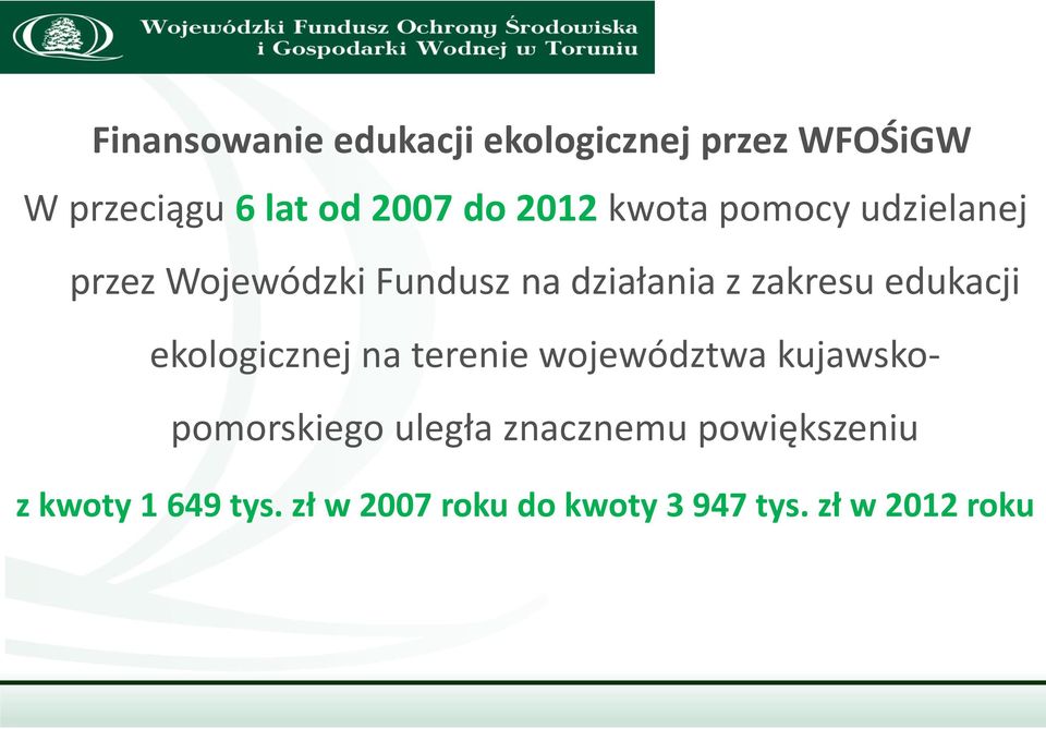 edukacji ekologicznej na terenie województwa kujawskopomorskiego uległa