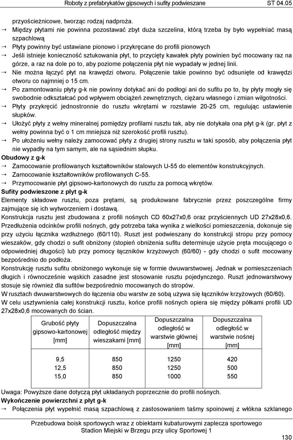 konieczność sztukowania płyt, to przycięty kawałek płyty powinien być mocowany raz na górze, a raz na dole po to, aby poziome połączenia płyt nie wypadały w jednej linii.