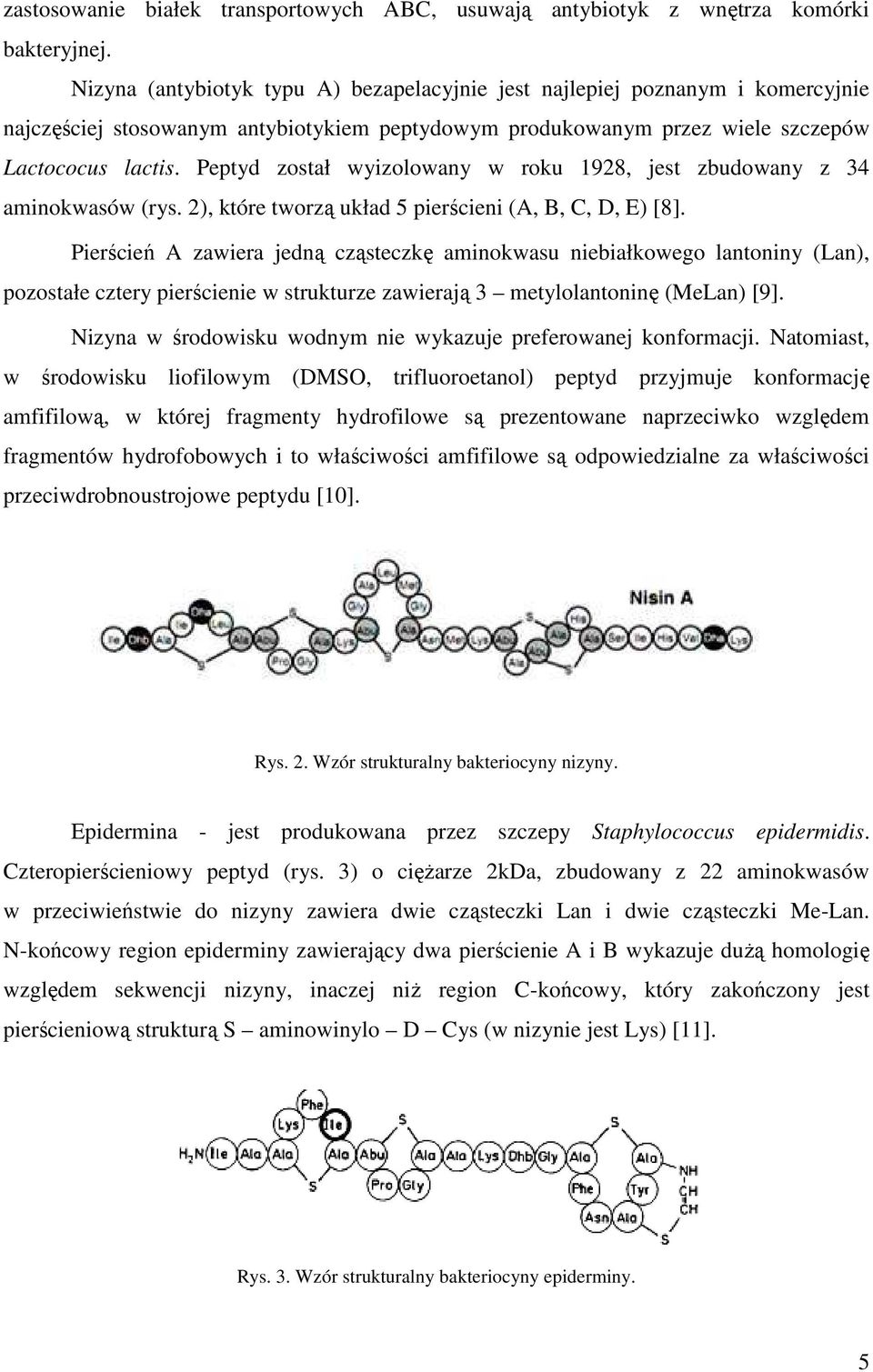 . Peptyd został wyizolowany w roku 1928, jest zbudowany z 34 aminokwasów (rys. 2), które tworzą układ 5 pierścieni (A, B, C, D, E) [8].