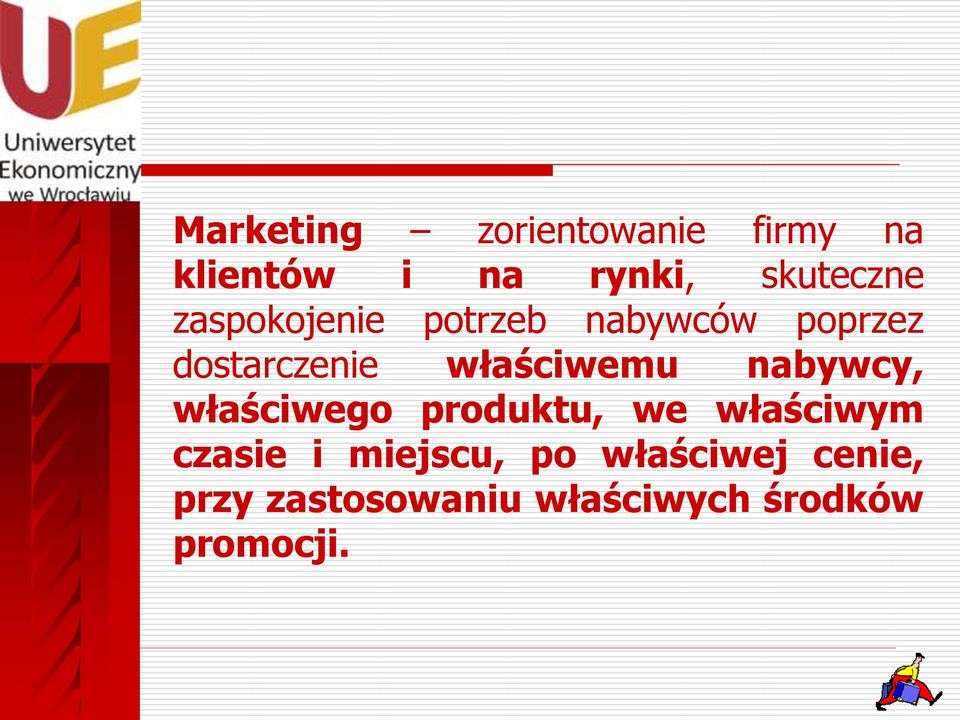 nabywcy, właściwego produktu, we właściwym czasie i miejscu, po