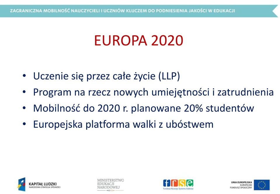 zatrudnienia Mobilność do 2020 r.